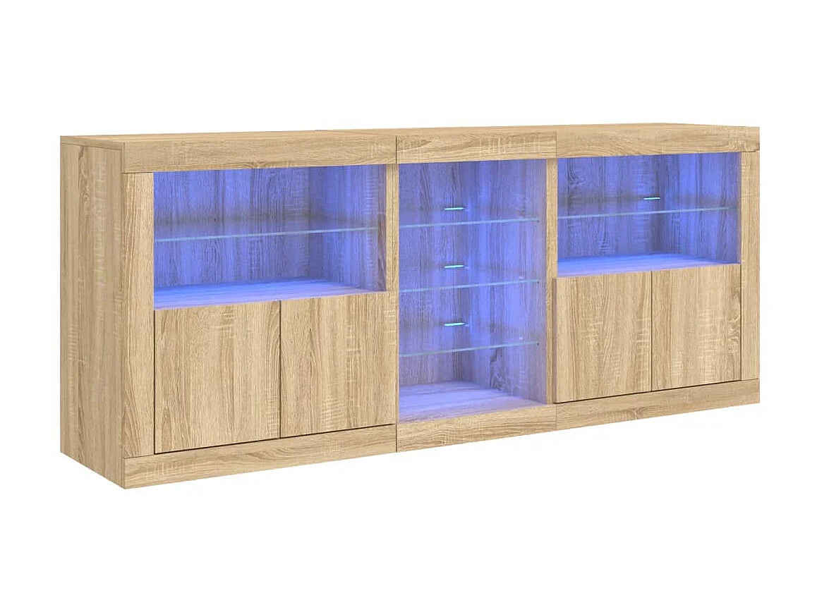 Sideboard mit LED-Leuchten Anrichte Sonoma-Eiche 162x37x67 cm -RM31589