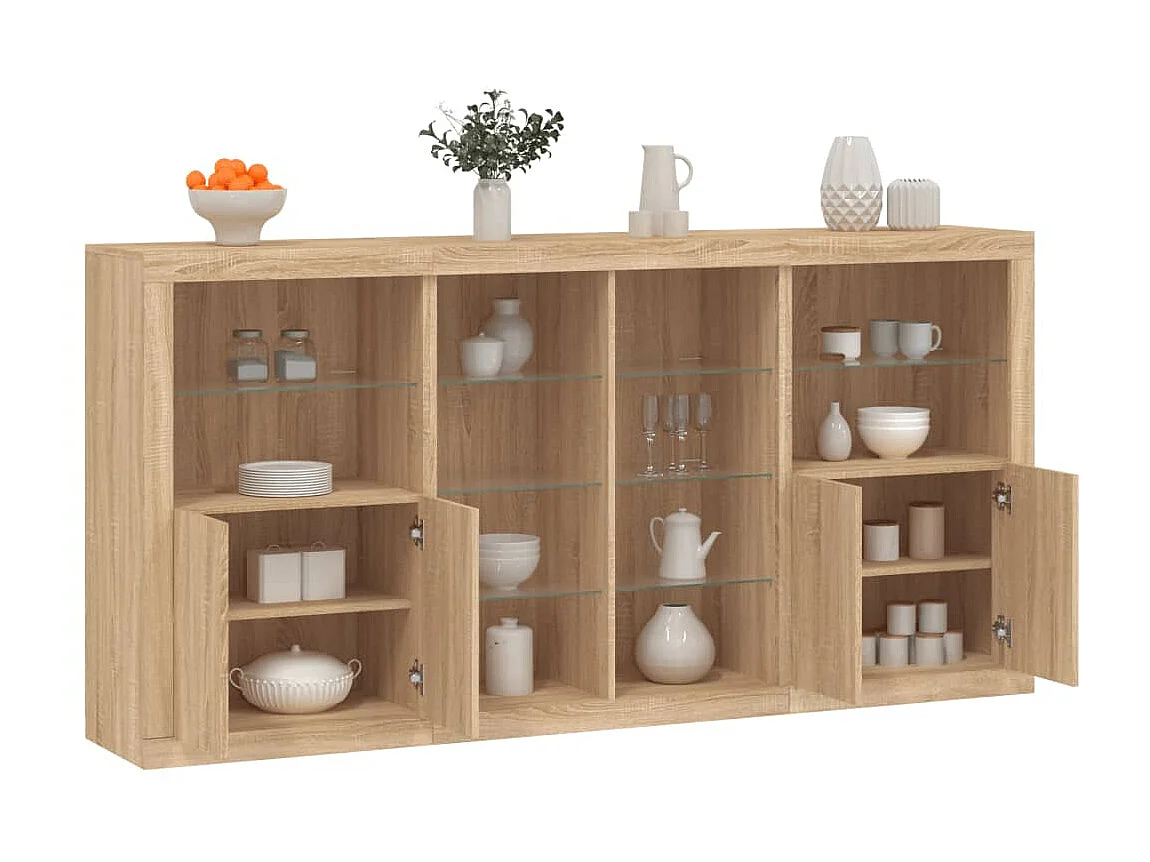 Sideboard mit LED-Leuchten Anrichte Sonoma-Eiche 202x37x100 cm -RM78228