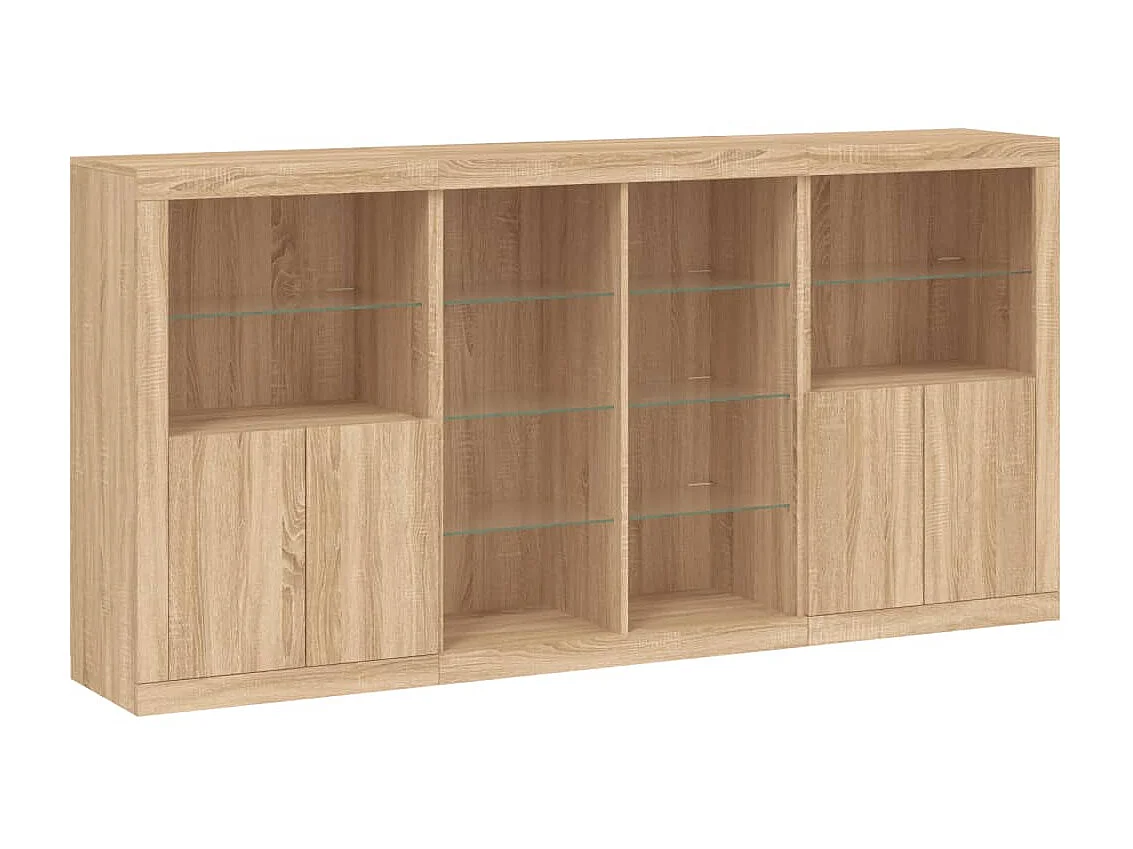 Sideboard mit LED-Leuchten Anrichte Sonoma-Eiche 202x37x100 cm -RM78228
