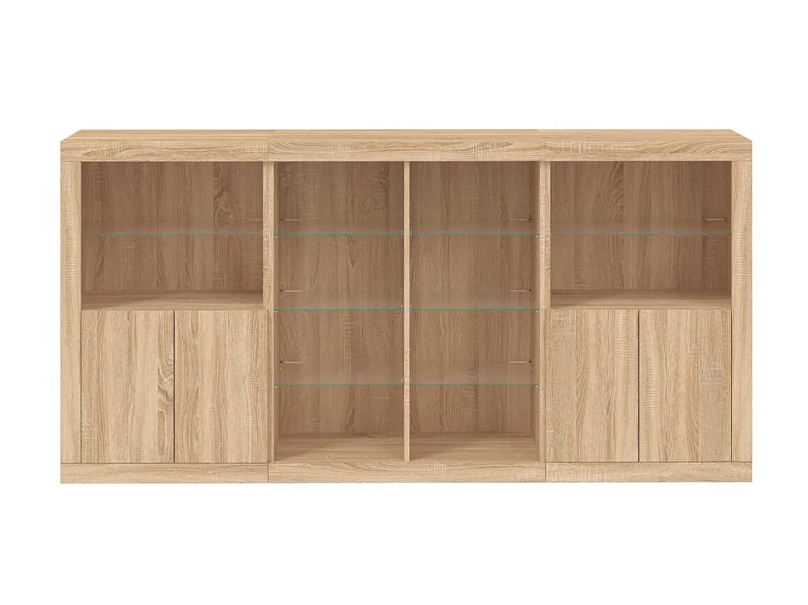 Sideboard mit LED-Leuchten Anrichte Sonoma-Eiche 202x37x100 cm -RM78228