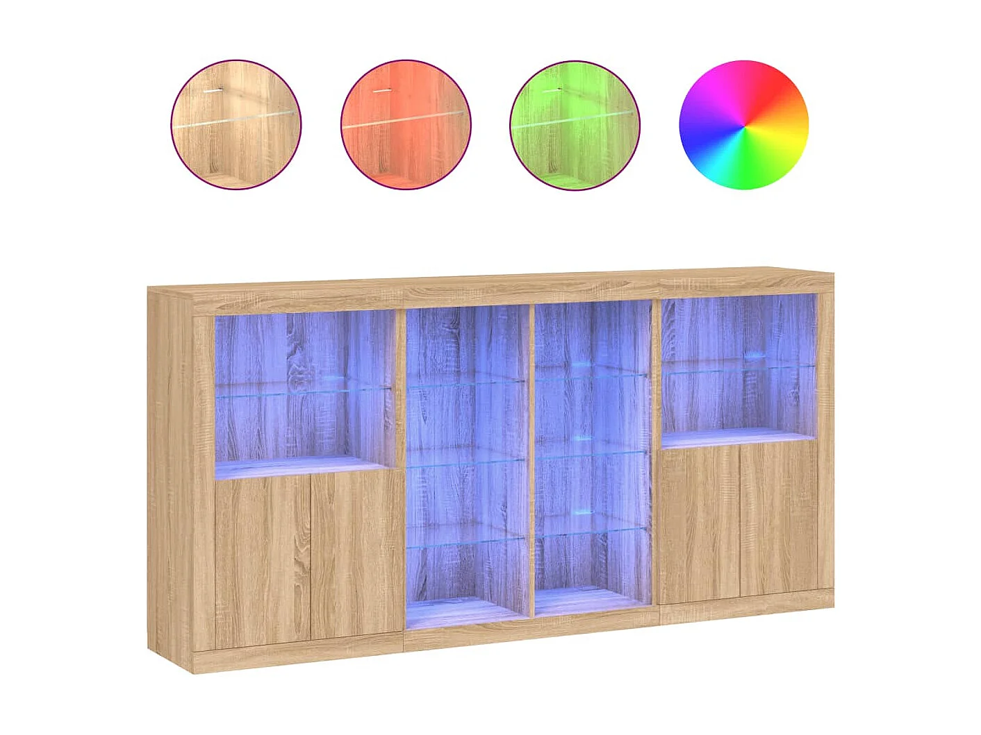 Sideboard mit LED-Leuchten Anrichte Sonoma-Eiche 202x37x100 cm -RM78228