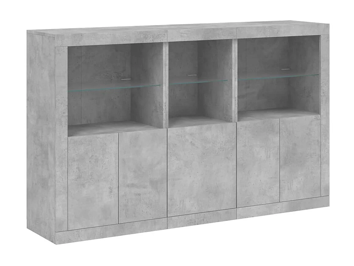 Sideboard mit LED-Leuchten - Anrichte Betongrau 162x37x100 cm -RM12894