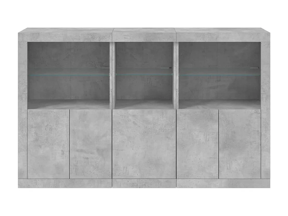 Sideboard mit LED-Leuchten - Anrichte Betongrau 162x37x100 cm -RM12894