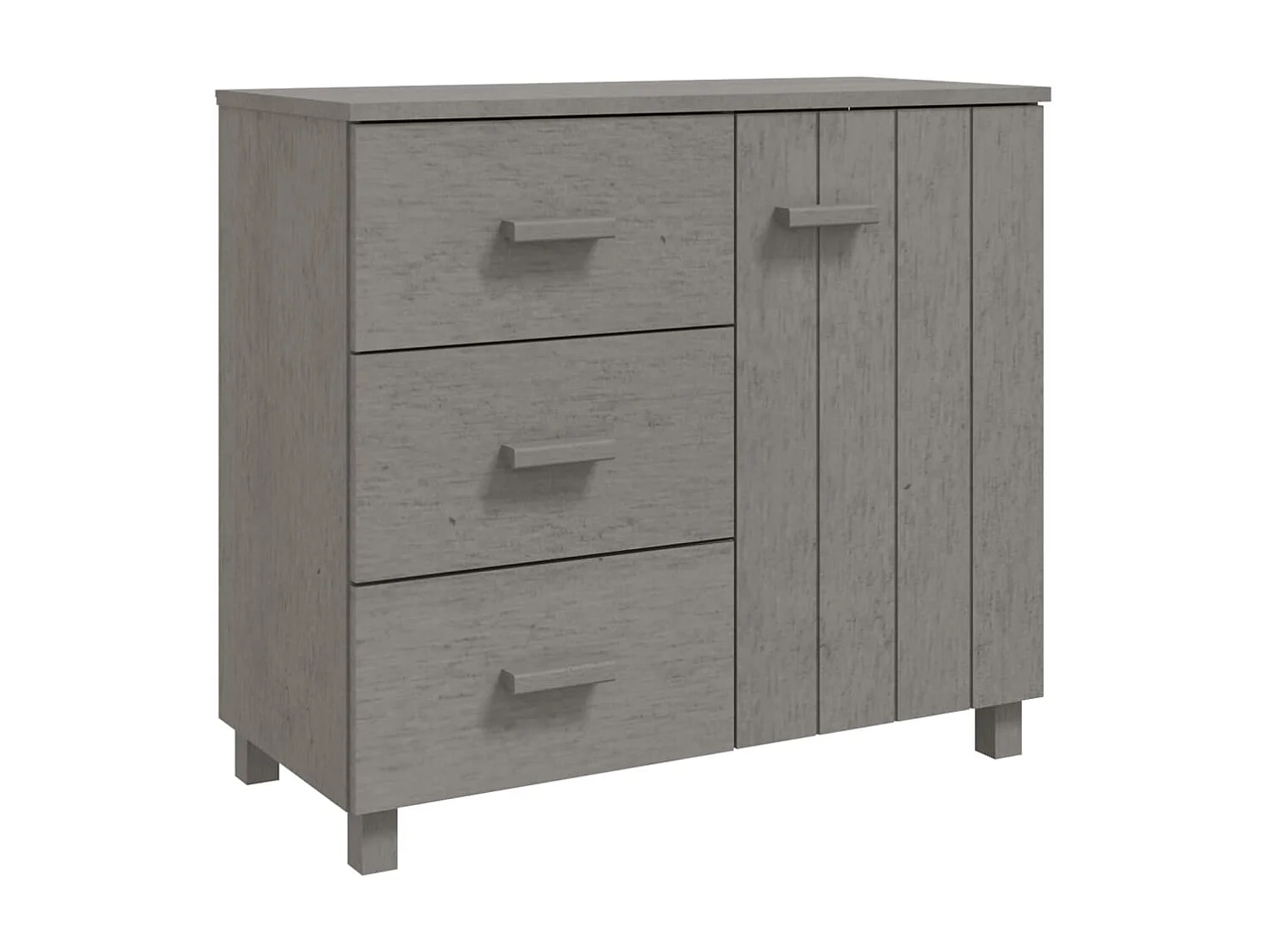 Sideboard Lowboard - HAMAR Hellgrau 90x40x80 cm Massivholz Kiefer -RM21171