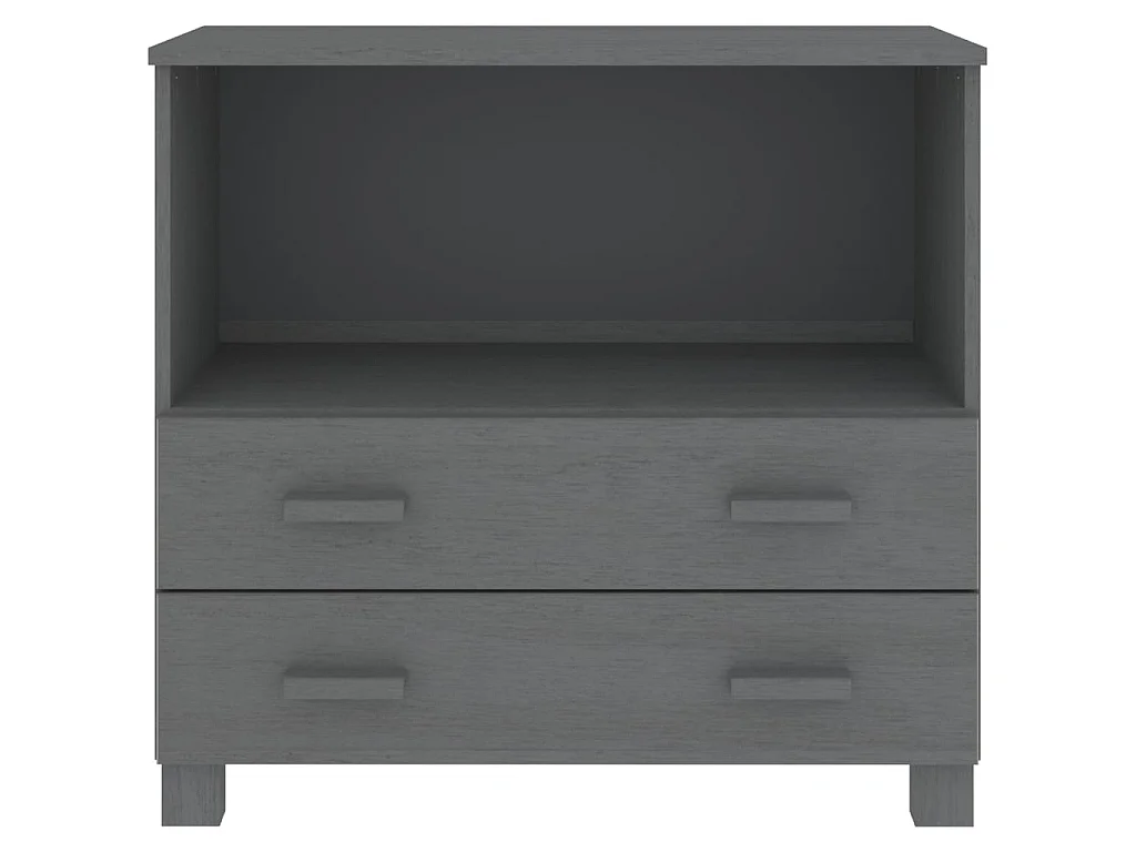 Sideboard Lowboard - HAMAR Dunkelgrau 85x35x80 cm Massivholz Kiefer -RM57502