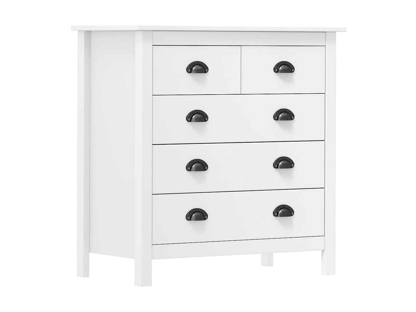 Sideboard Lowboard - Hill Weiß 79x40x80 cm Massivholz Kiefer -RM87316