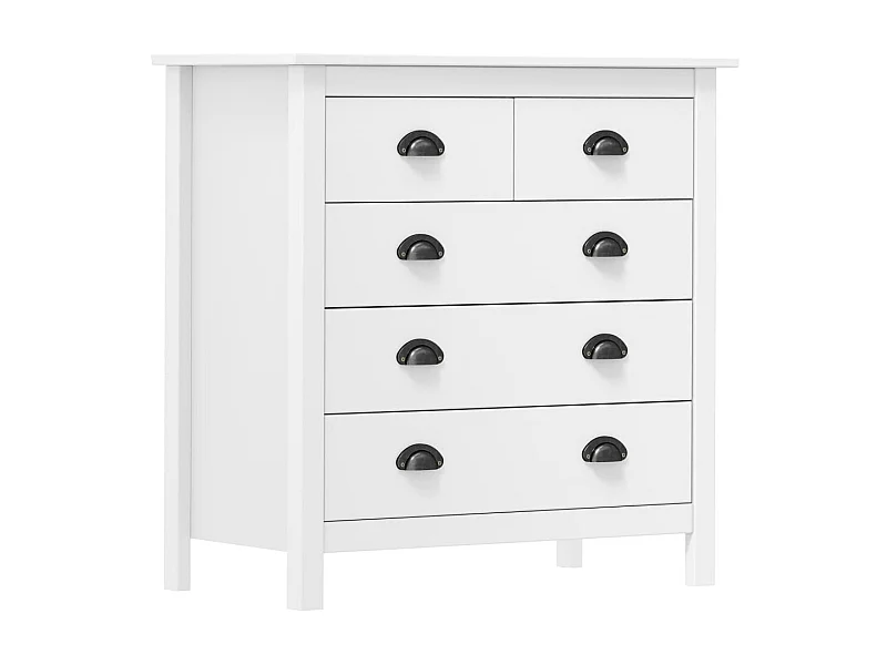 Sideboard Lowboard - Hill Weiß 79x40x80 cm Massivholz Kiefer -RM87316