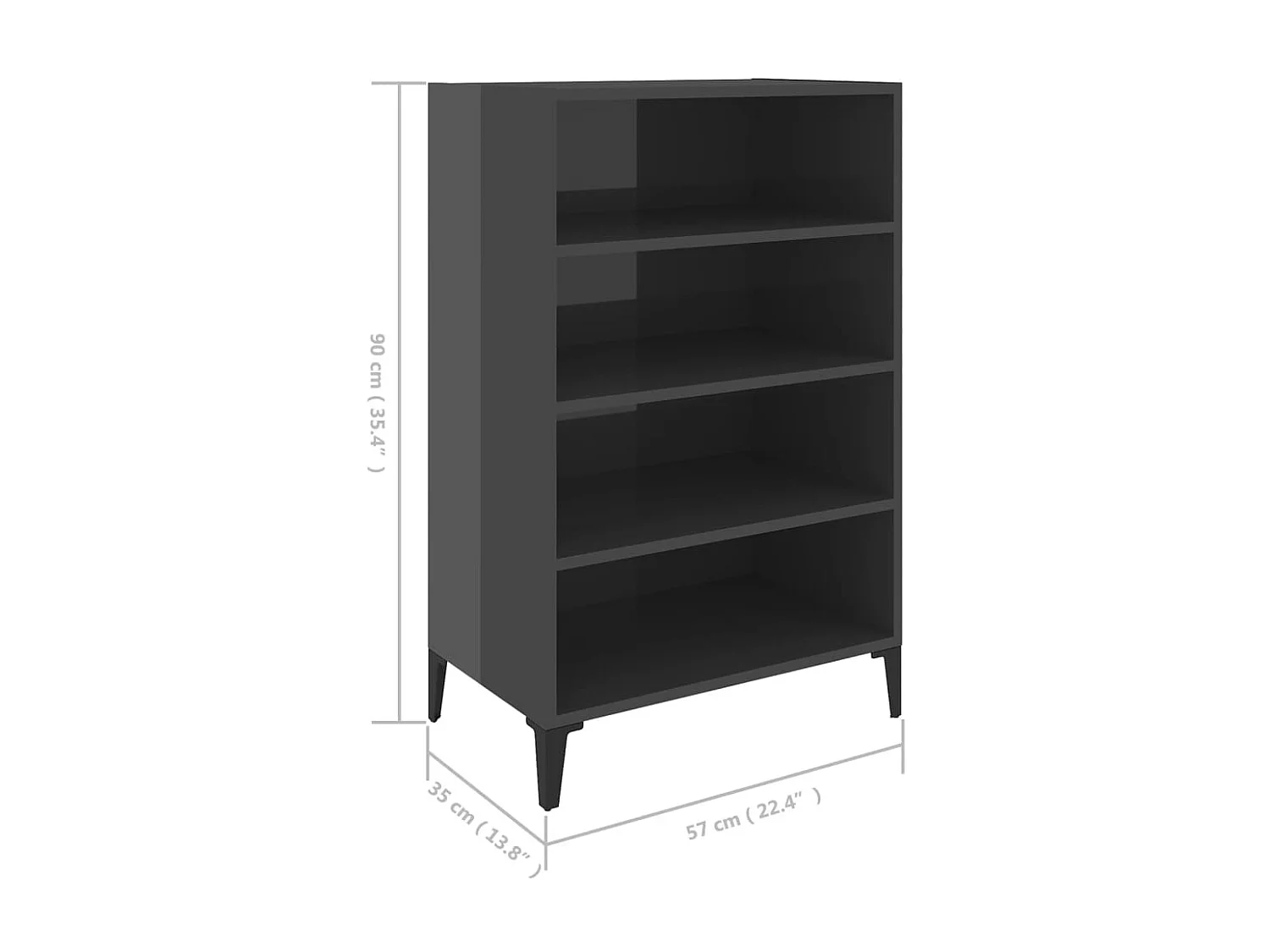 Sideboard Lowboard - Hochglanz-Grau 57x35x90 cm Holzwerkstoff -RM17204
