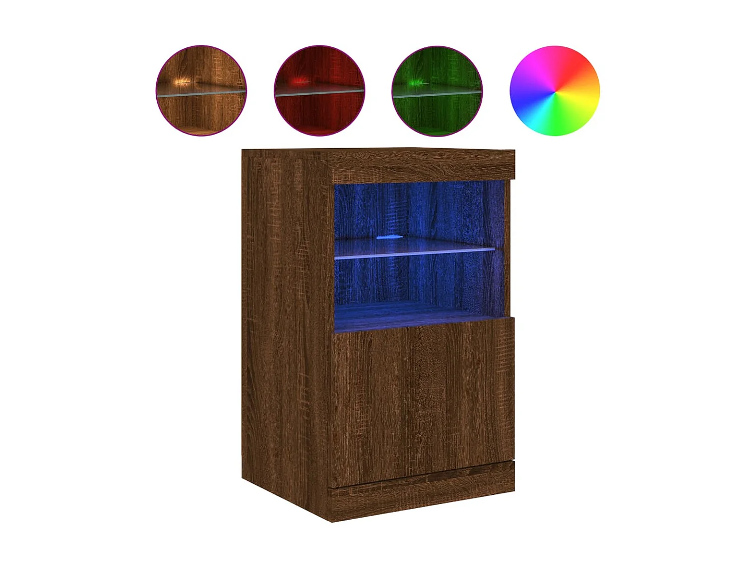 Sideboard Braun Anrichte mit LED-Leuchten Eichen-Optik 41x37x67 cm -RM63642