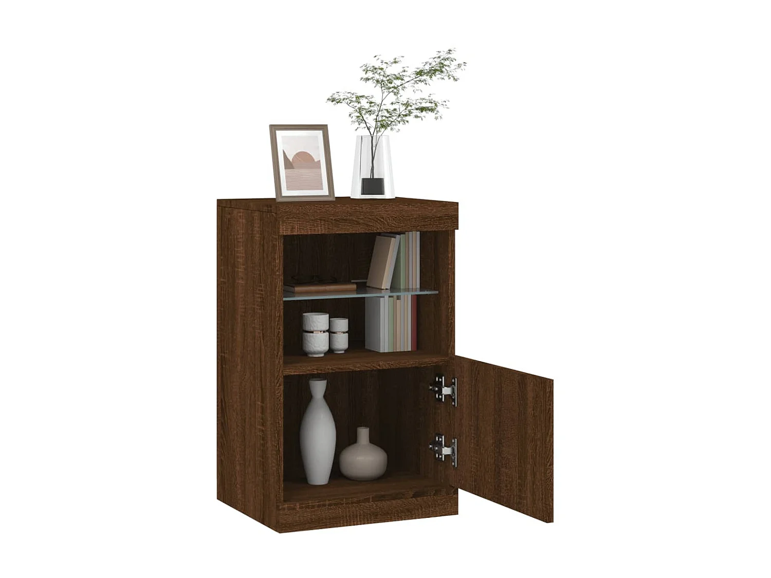 Sideboard Braun Anrichte mit LED-Leuchten Eichen-Optik 41x37x67 cm -RM63642