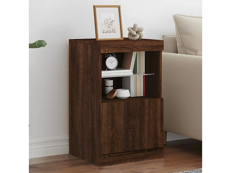 Sideboard Braun Anrichte mit LED-Leuchten Eichen-Optik 41x37x67 cm -RM63642