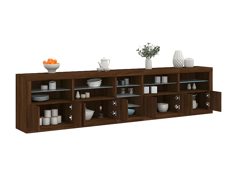 Sideboard Braun Anrichte mit LED-Leuchten Eichen-Optik 283x37x67 cm -RM36251