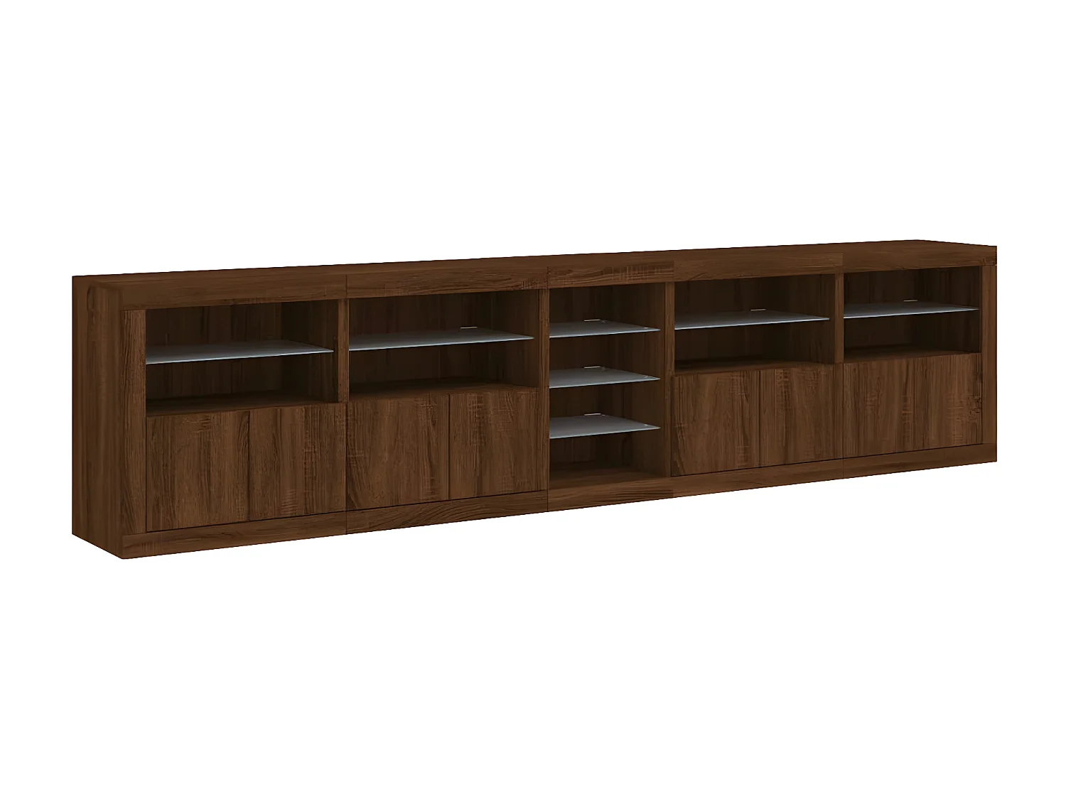 Sideboard Braun Anrichte mit LED-Leuchten Eichen-Optik 283x37x67 cm -RM36251