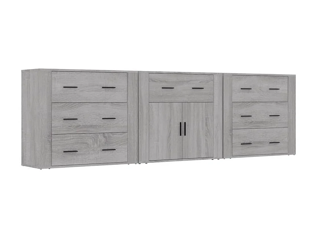 Sideboards Grau im 3er-Set Anrichten Sonoma Holzwerkstoff -RM22550