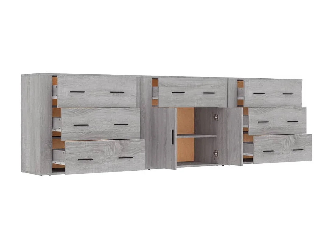 Sideboards Grau im 3er-Set Anrichten Sonoma Holzwerkstoff -RM22550