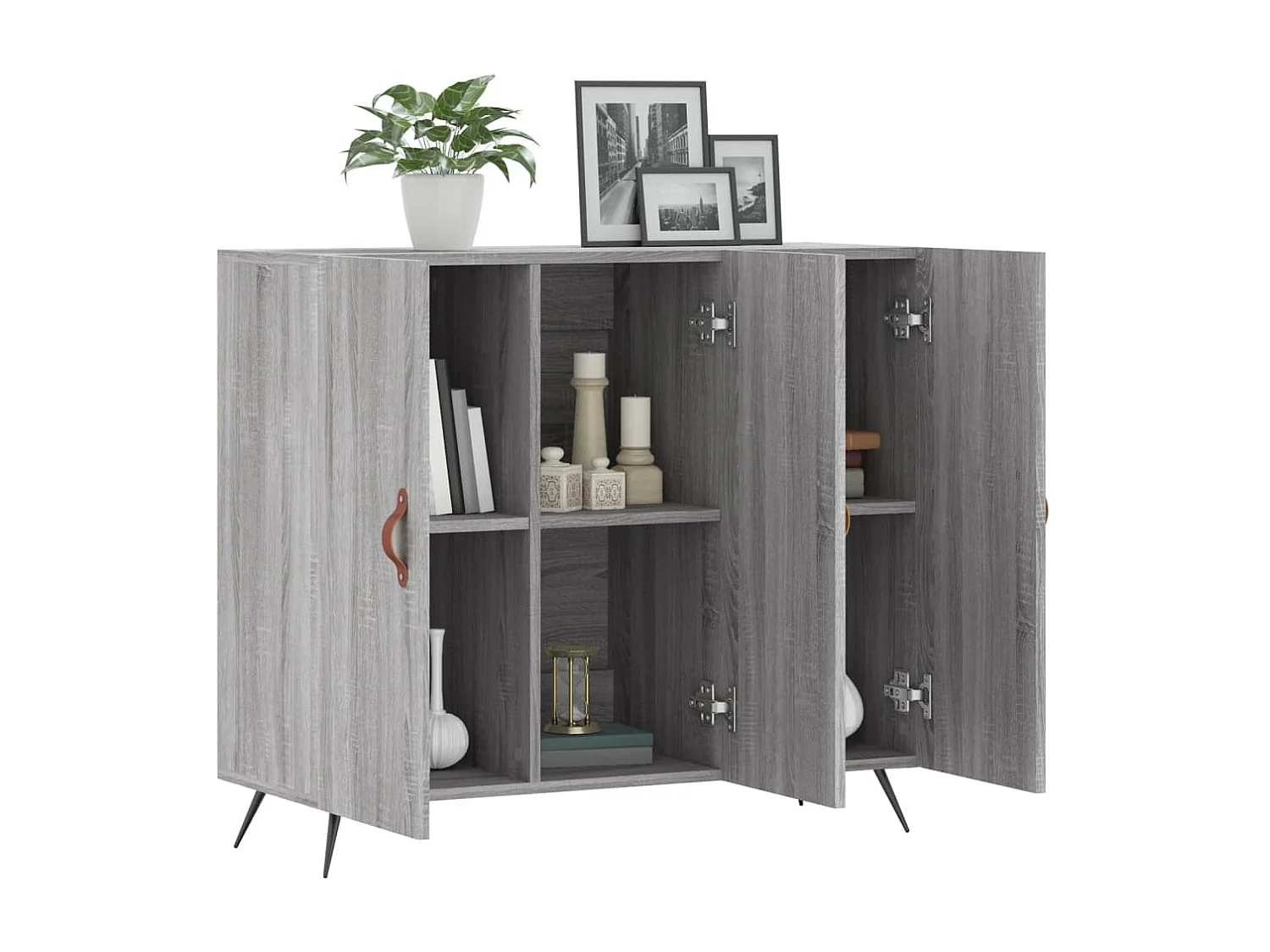 Sideboard Lowboard - Grau Sonoma 90x34x80 cm Holzwerkstoff -RM10979