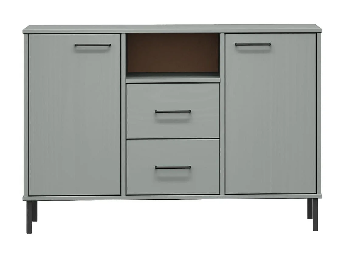 Sideboard Anrichte mit Metallbeinen OSLO Grau 113x40x77 cm Massivholz -RM62693