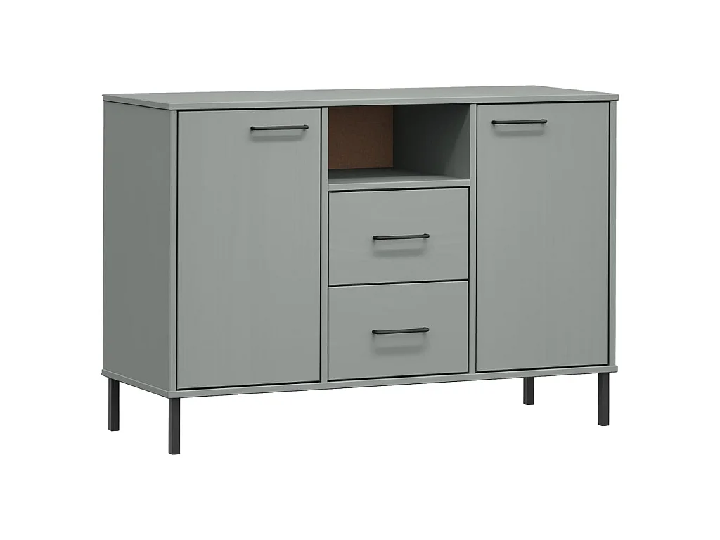 Sideboard Anrichte mit Metallbeinen OSLO Grau 113x40x77 cm Massivholz -RM62693