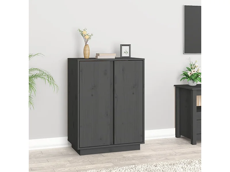 Sideboard Grau - Lowboard 60x35x80 cm Massivholz Kiefer -RM47756