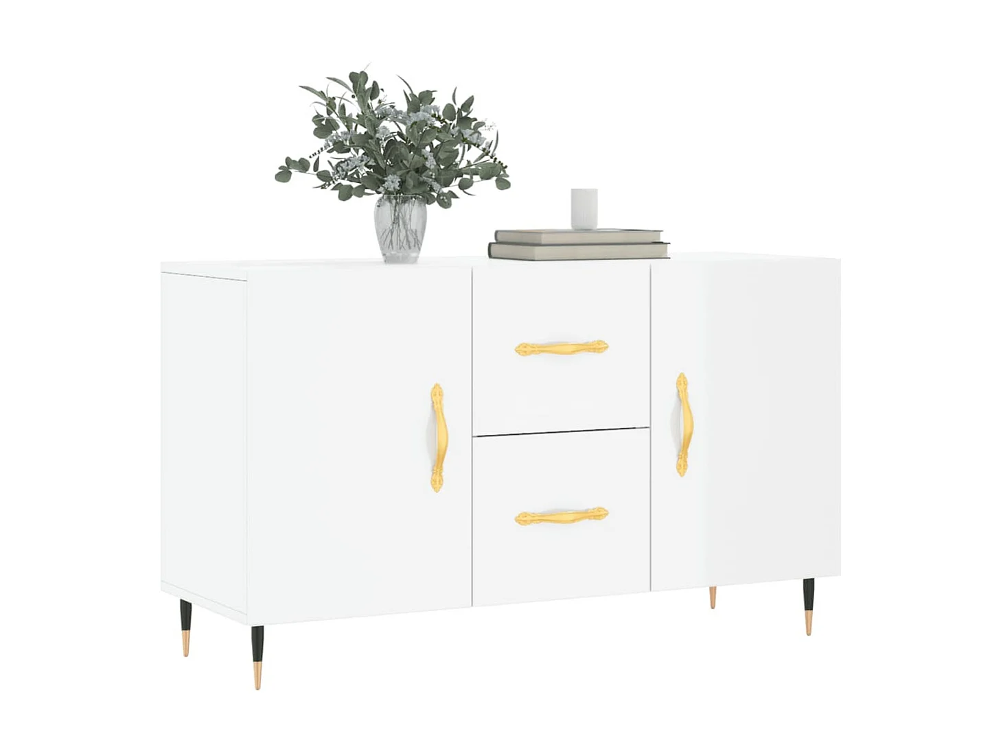 Sideboard Lowboard - Hochglanz-Weiß 100x36x60 cm Holzwerkstoff -RM97179