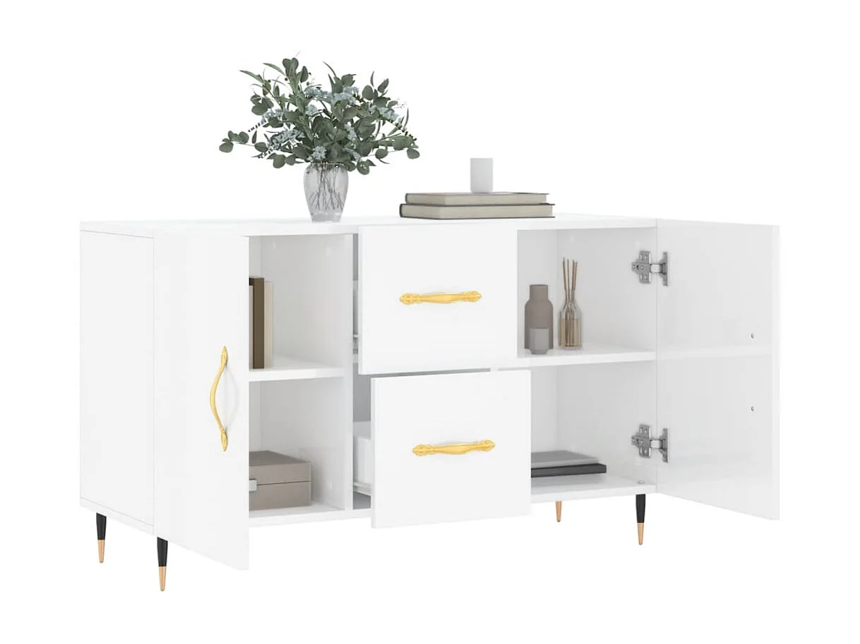 Sideboard Lowboard - Hochglanz-Weiß 100x36x60 cm Holzwerkstoff -RM97179