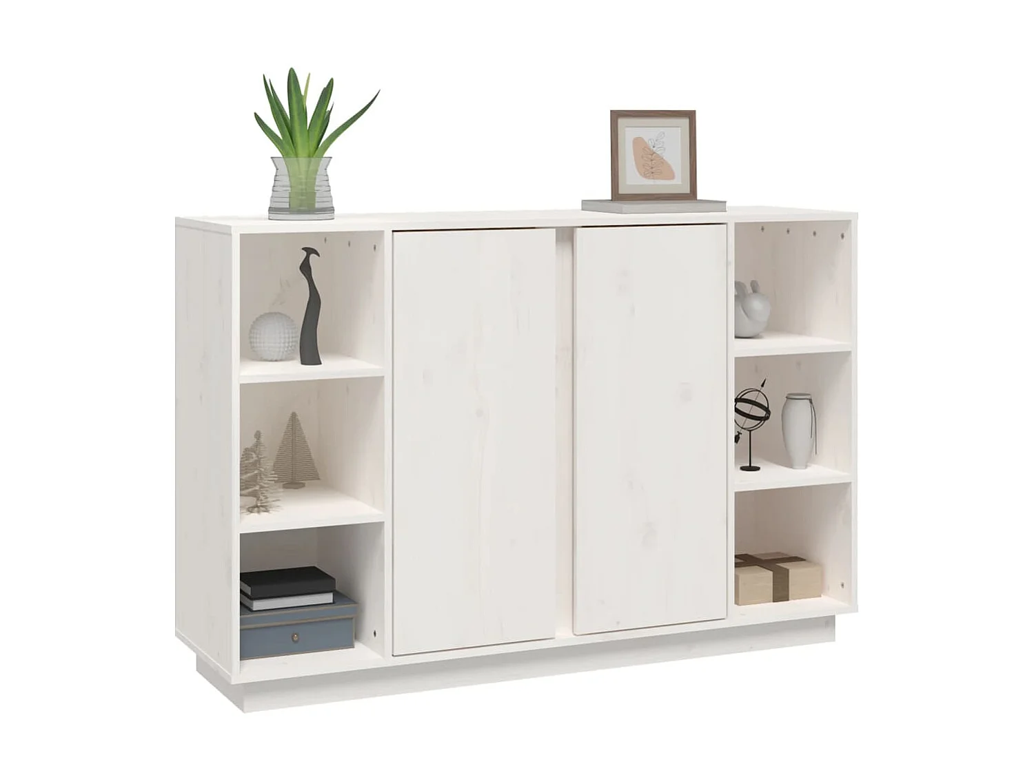 Sideboard Weiß Anrichte 120x35x80 cm Massivholz Kiefer -RM44396