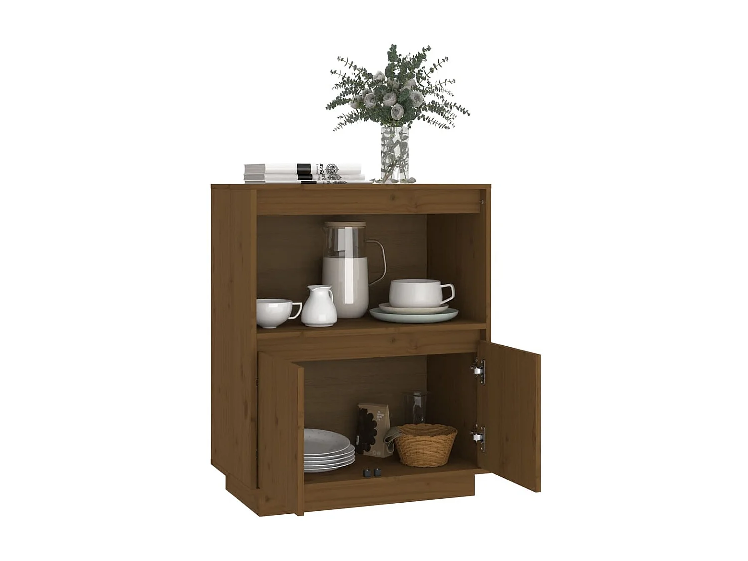 Sideboard Lowboard - Honigbraun 60x34x75 cm Massivholz Kiefer -RM21162