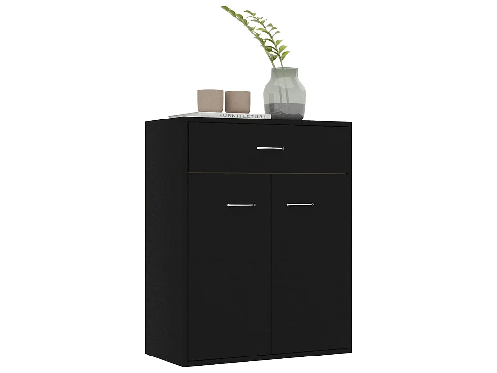 Sideboard Schwarz Anrichte 60x30x75 cm Holzwerkstoff -RM91626