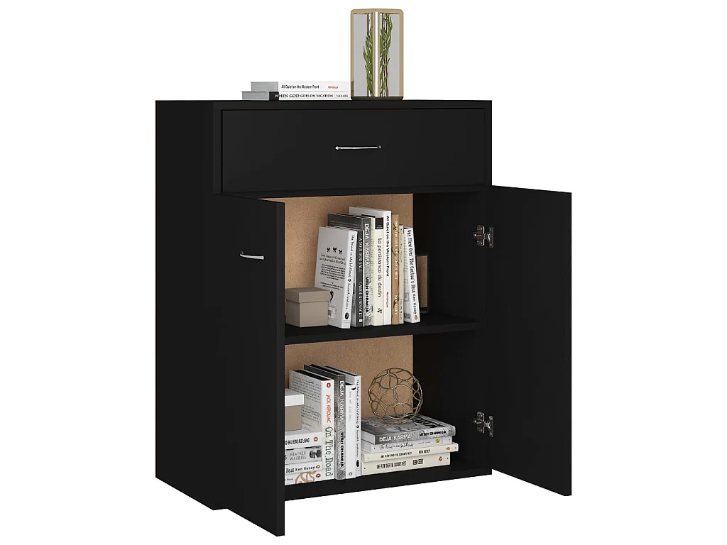 Sideboard Schwarz Anrichte 60x30x75 cm Holzwerkstoff -RM91626