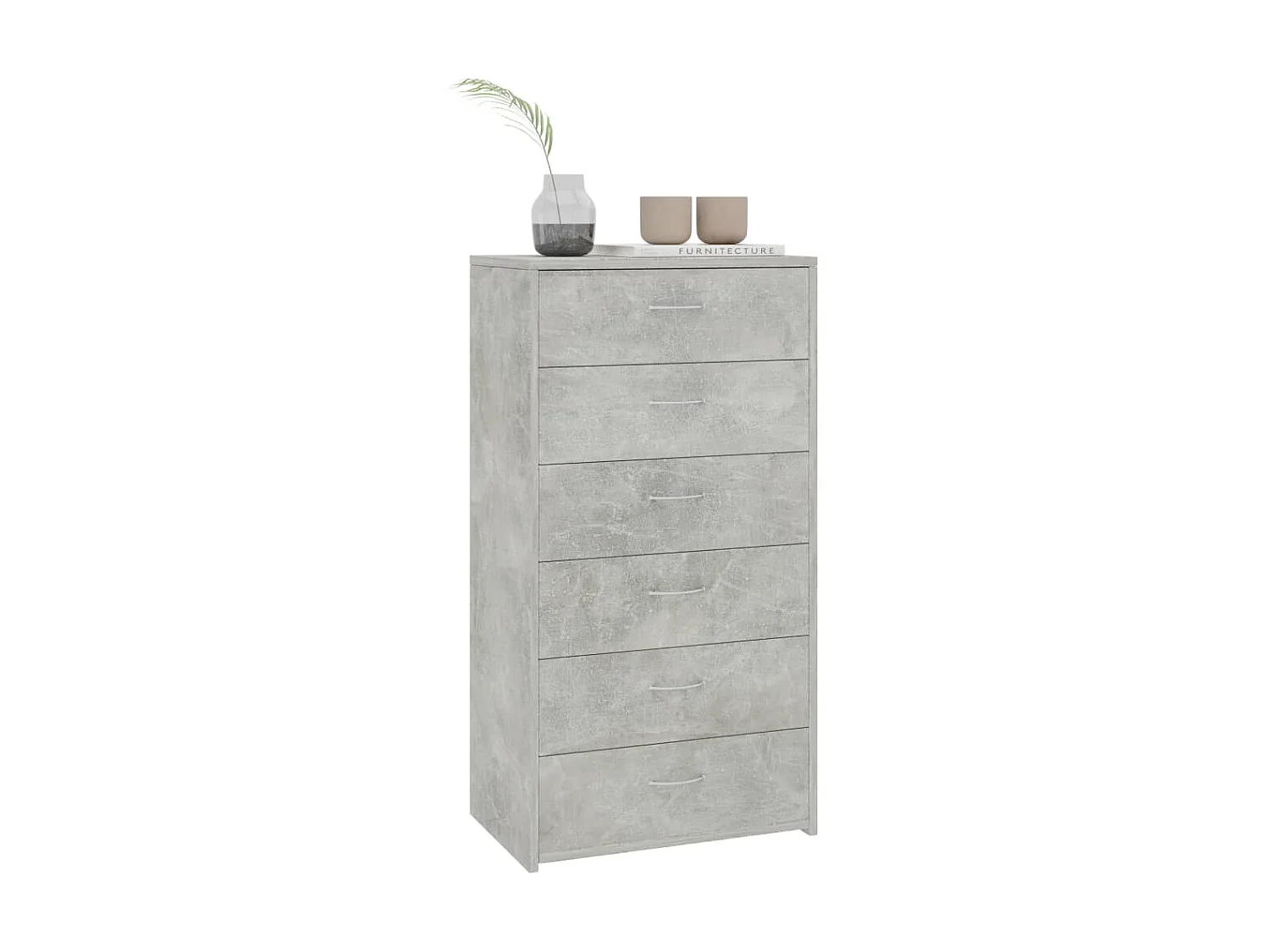 Sideboard Anrichte mit 6 Schubladen Betongrau 50x34x96 cm Holzwerkstoff -RM60308