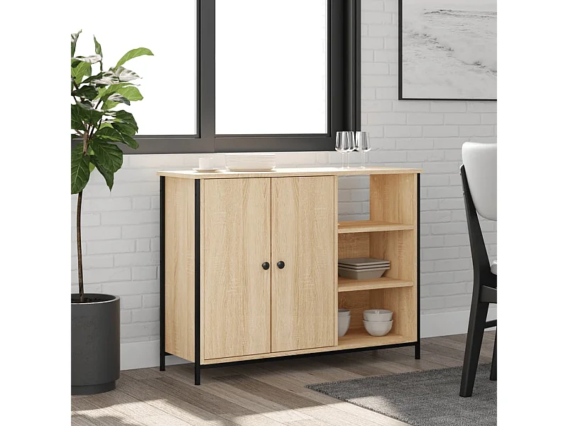 Sideboard Anrichte Sonoma-Eiche 100x33x75 cm Holzwerkstoff -RM37784