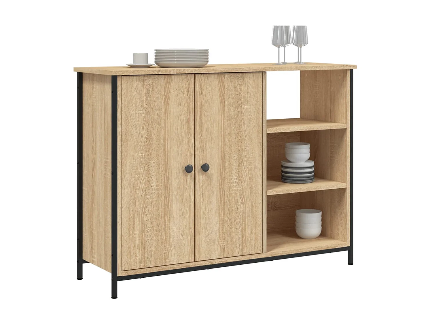 Sideboard Anrichte Sonoma-Eiche 100x33x75 cm Holzwerkstoff -RM37784