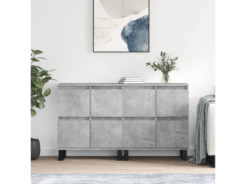 Sideboards im 2er-Set Lowboards Betongrau Holzwerkstoff -RM48617