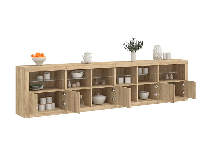 Sideboard mit LED-Leuchten Anrichte Sonoma-Eiche 283x37x67 cm -RM11655