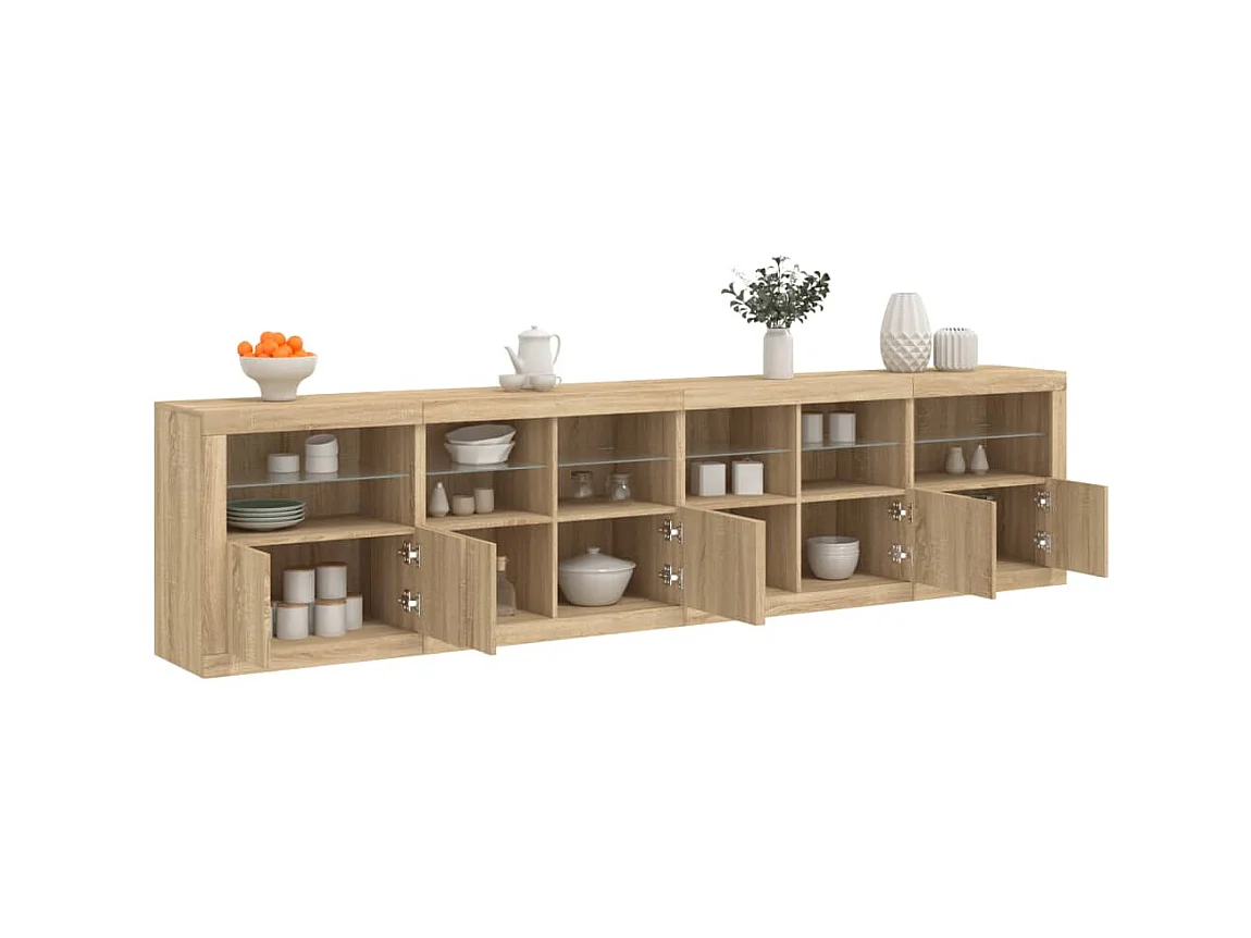 Sideboard mit LED-Leuchten Anrichte Sonoma-Eiche 283x37x67 cm -RM11655