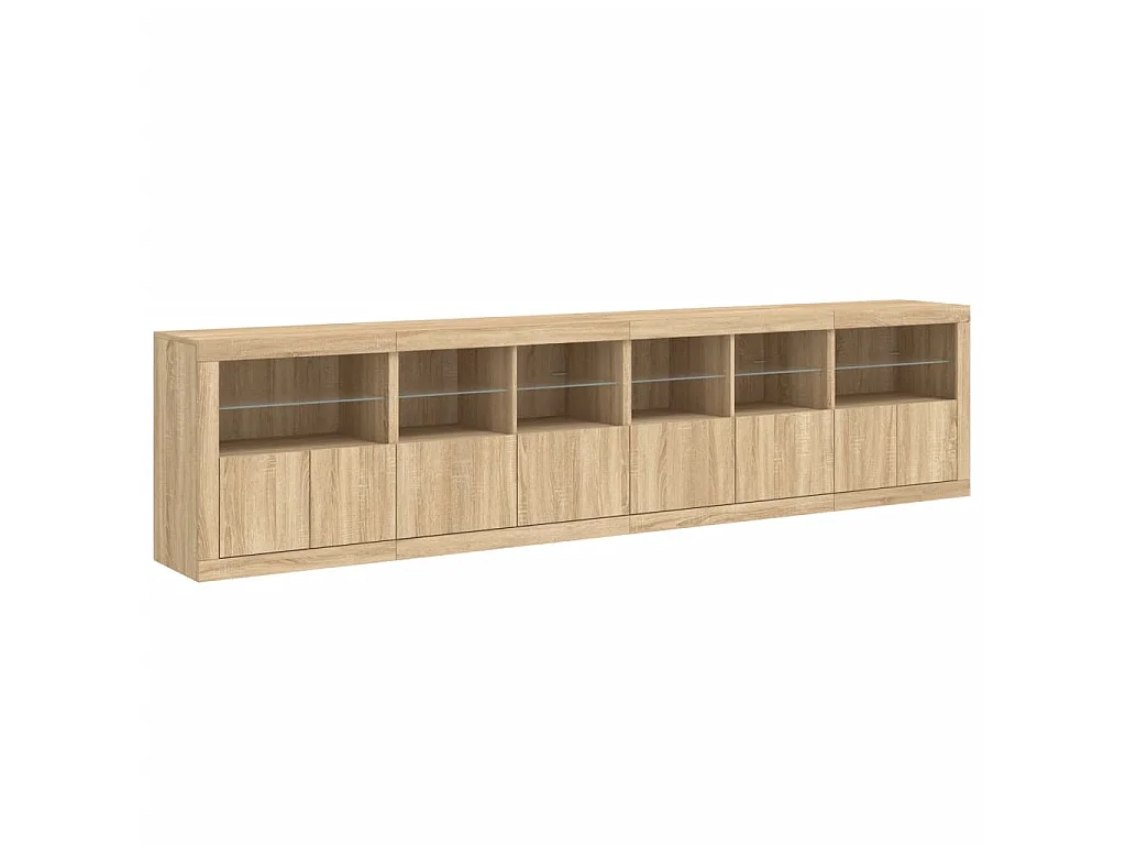 Sideboard mit LED-Leuchten Anrichte Sonoma-Eiche 283x37x67 cm -RM11655