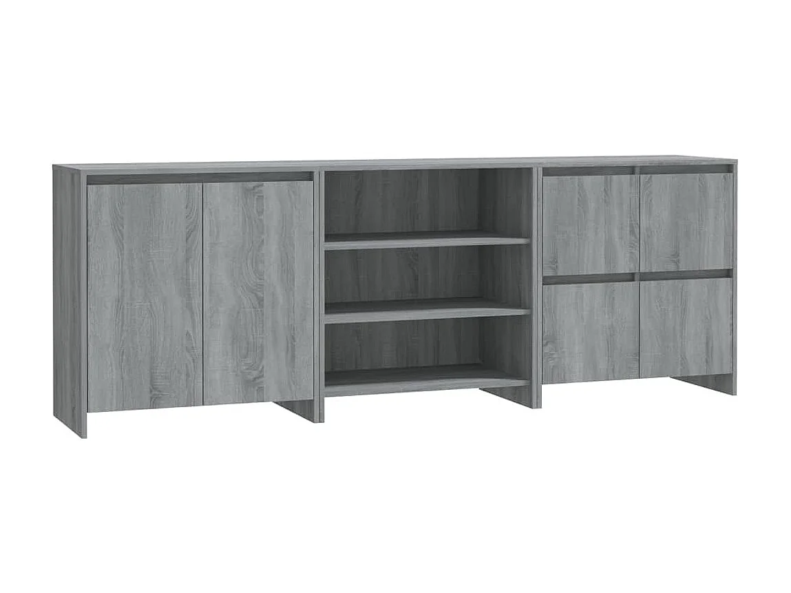 3-tlg. Sideboard Grau Anrichte Sonoma Holzwerkstoff -RM74266