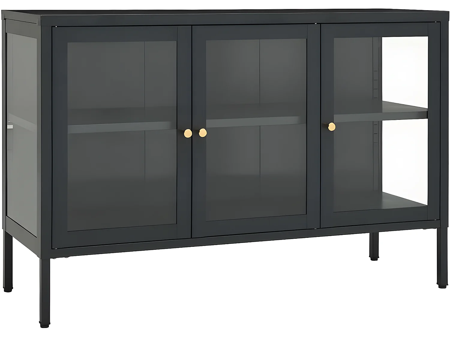 Sideboard Lowboard - Anthrazit 105x35x70 cm Stahl und Glas -RM20106