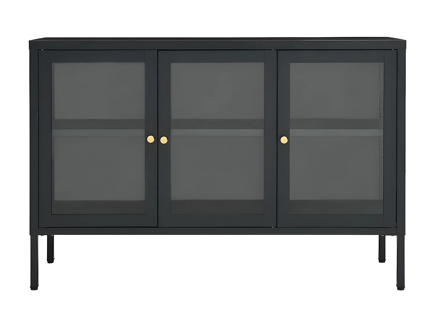 Sideboard Lowboard - Anthrazit 105x35x70 cm Stahl und Glas -RM20106