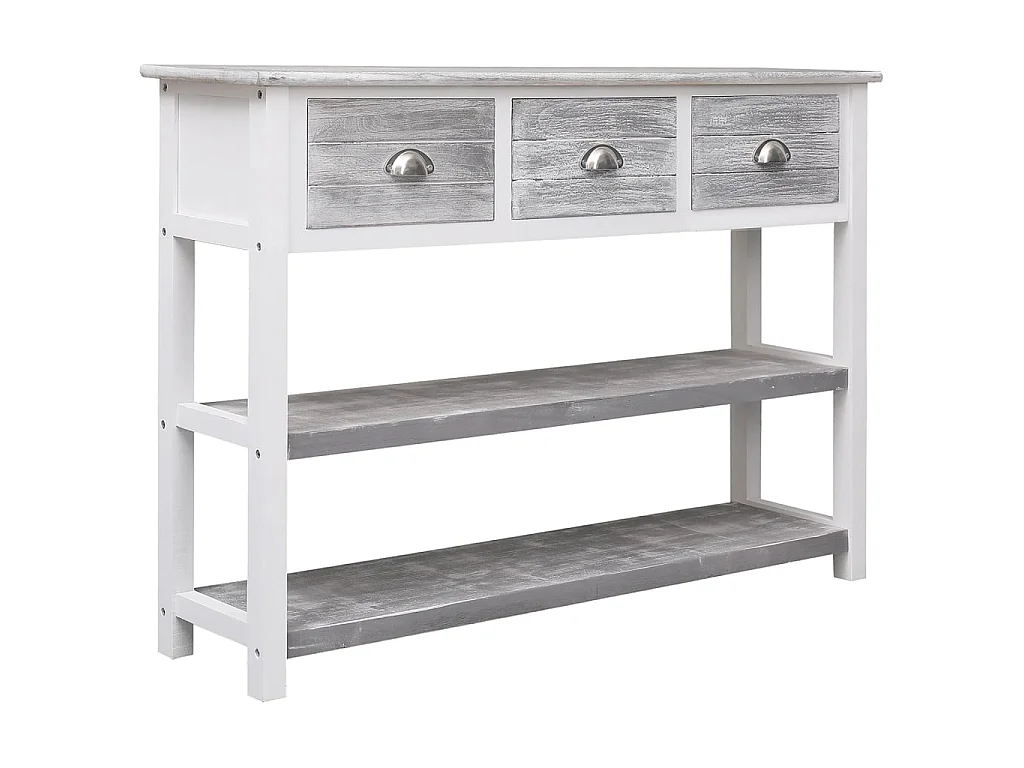 Sideboard Lowboard - Antik-Grau 108x30x76 cm Massivholz Paulownia -RM40276