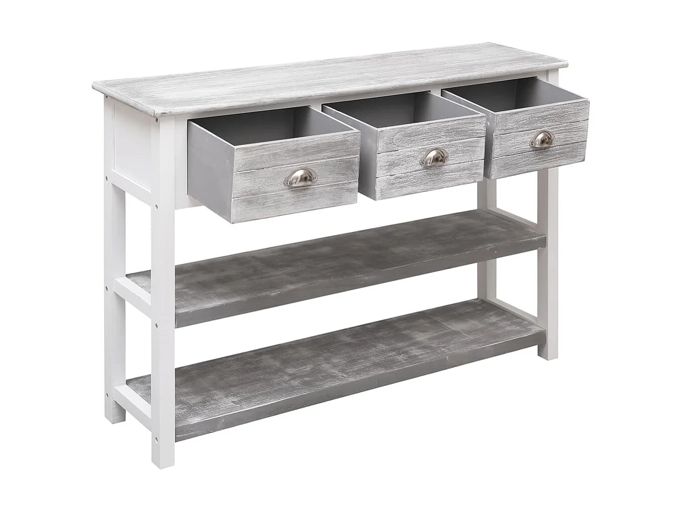 Sideboard Lowboard - Antik-Grau 108x30x76 cm Massivholz Paulownia -RM40276