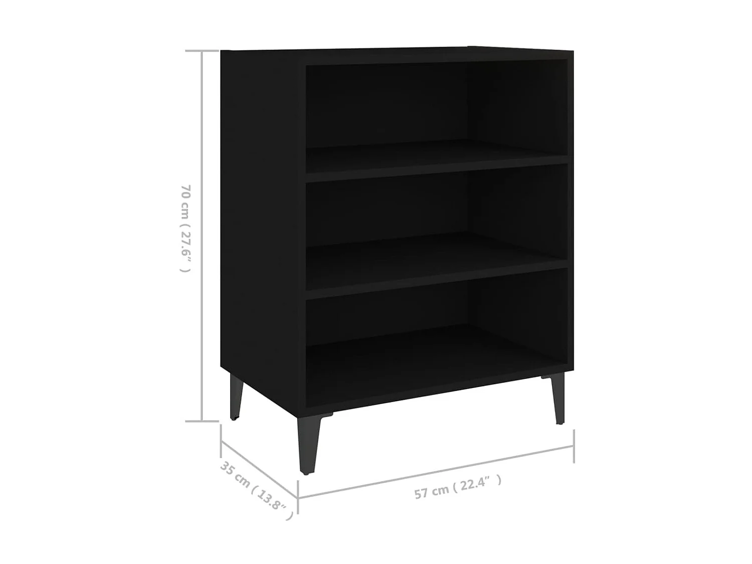 Sideboard Schwarz Anrichte 57x35x70 cm Holzwerkstoff -RM95314