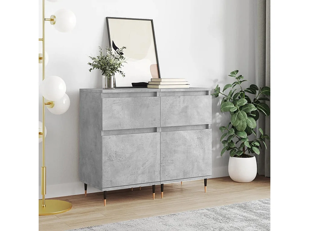 Sideboards im 2er-Set Lowboards Betongrau 40x35x70 cm Holzwerkstoff -RM80838
