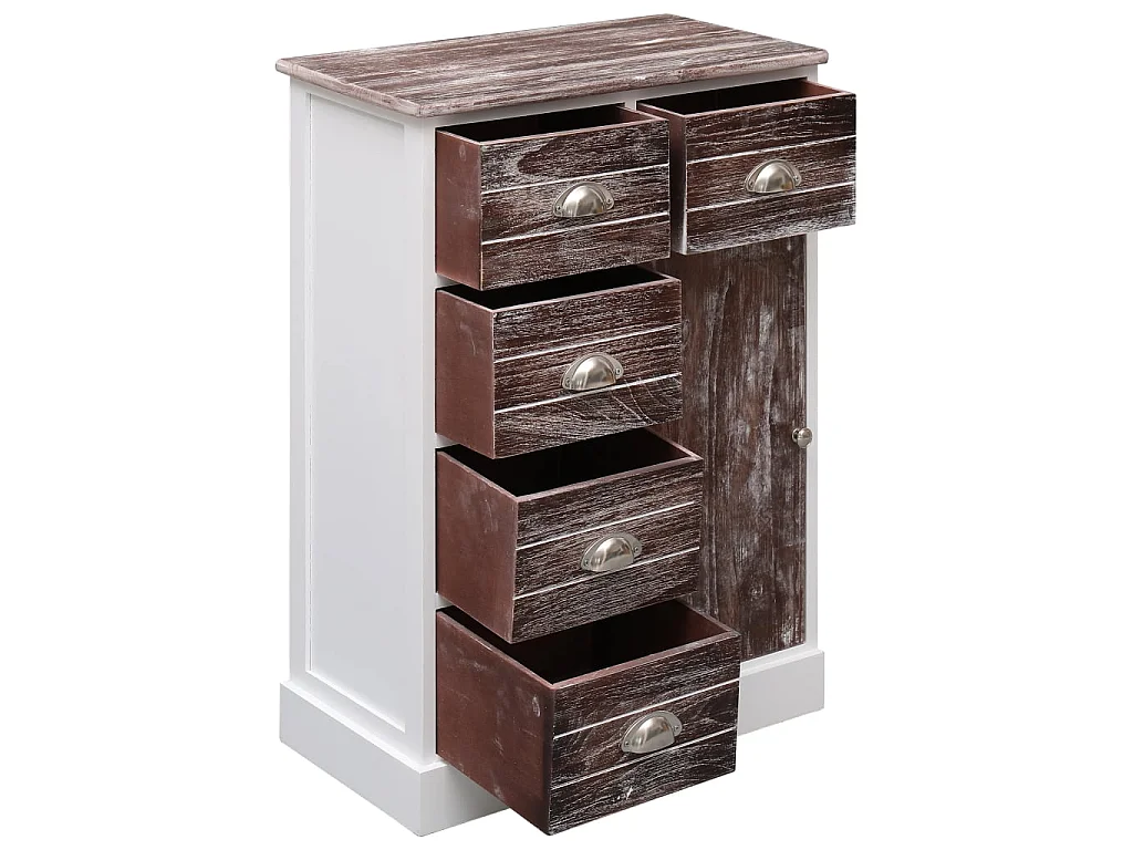 Sideboard Anrichte mit 10 Schubladen Braun 113x30x79 cm Holz -RM58783