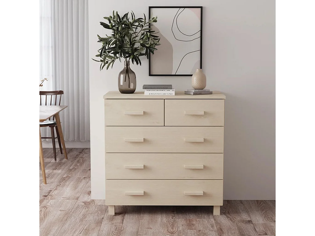 Sideboard Lowboard - HAMAR Honigbraun 79x40x80 cm Massivholz Kiefer -RM70974