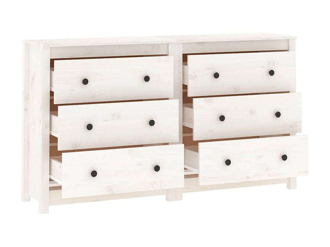 Sideboard Weiß Anrichte 140x35x80 cm Massivholz Kiefer -RM76744