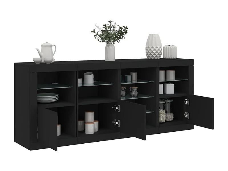 Sideboard mit LED-Leuchten Anrichte Schwarz 164x37x67 cm -RM15350