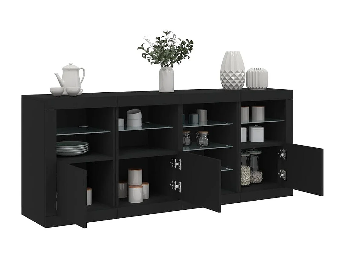 Sideboard mit LED-Leuchten Anrichte Schwarz 164x37x67 cm -RM15350