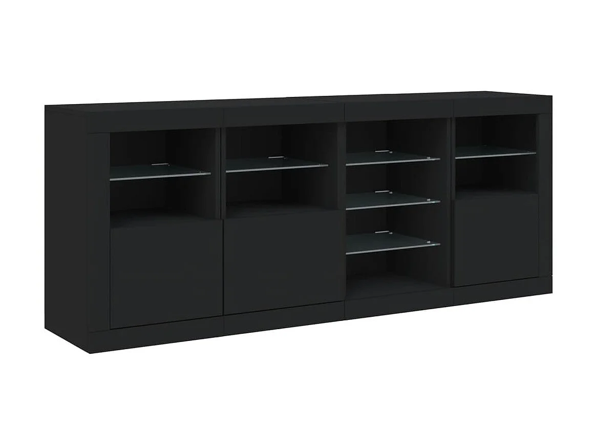Sideboard mit LED-Leuchten Anrichte Schwarz 164x37x67 cm -RM15350