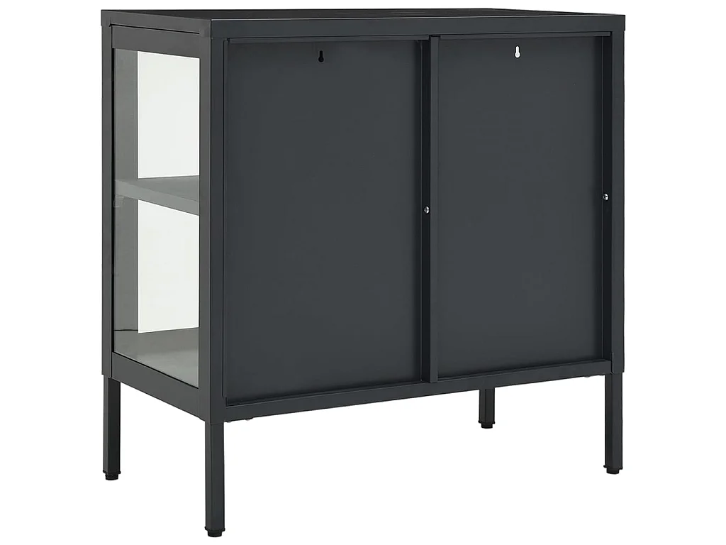Sideboard Lowboard - Anthrazit 70x35x70 cm Stahl und Glas -RM13789